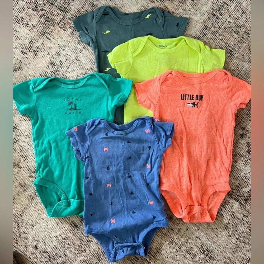Carter's Kids One Piece Bodysuit Set - Blue, Green, Orange